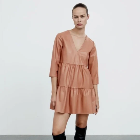 Zara | Dresses | Zara Faux Leather Tied Dress | Poshmark Zara | Dresses | Zara Faux Leather Tied Dress | Poshmark